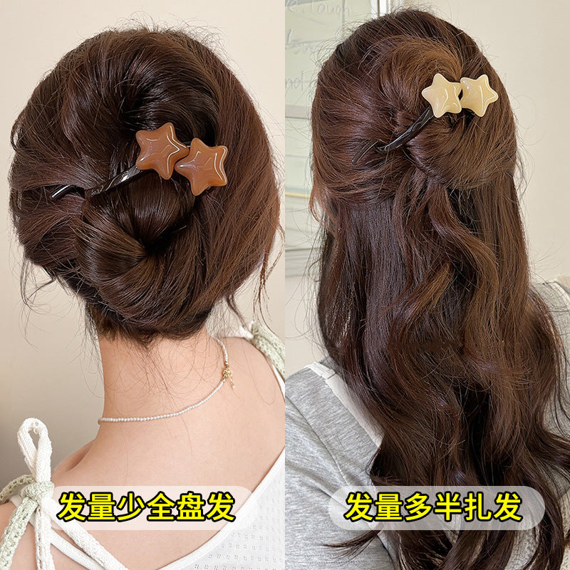Vintage Simple Star Hair Twist Clip High-End Elegant Back of Head Bobby Pin Summer Versatile Shark Clip