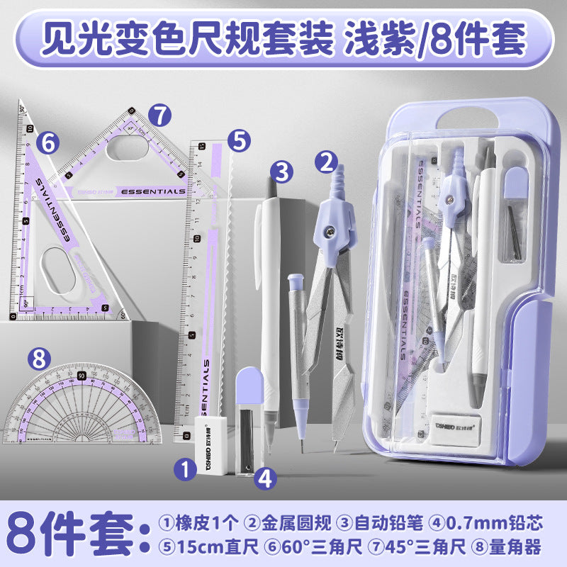 Compass and Ruler Set Essential Study Supplies for Middle School Students Elementary School Special Math Drawing Tool Set Ruler and Compass