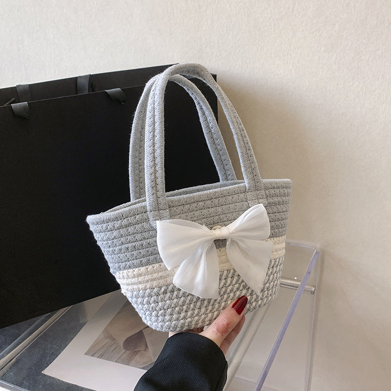Hand-Woven Bag Women2025New Ethnic Style Straw Bag Forest Style Beach Large Capacity Basket Bag