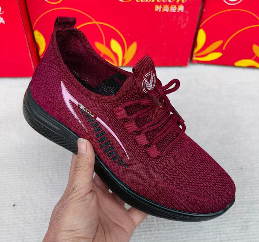 Spring Summer Women's Cloth Shoes Single Layer Fly Weave Slip-On Polyurethane Sole Breathable Flat Casual Women's Shoes
