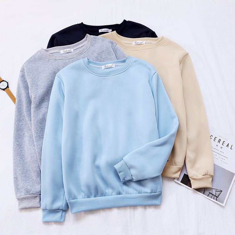 Base Layer Sweatshirt for Women, Autumn and Winter Loose Fit Lazy Style Hoodless Jacket, Thickened Couple Style, Korean Version, Class Uniform Wholesale