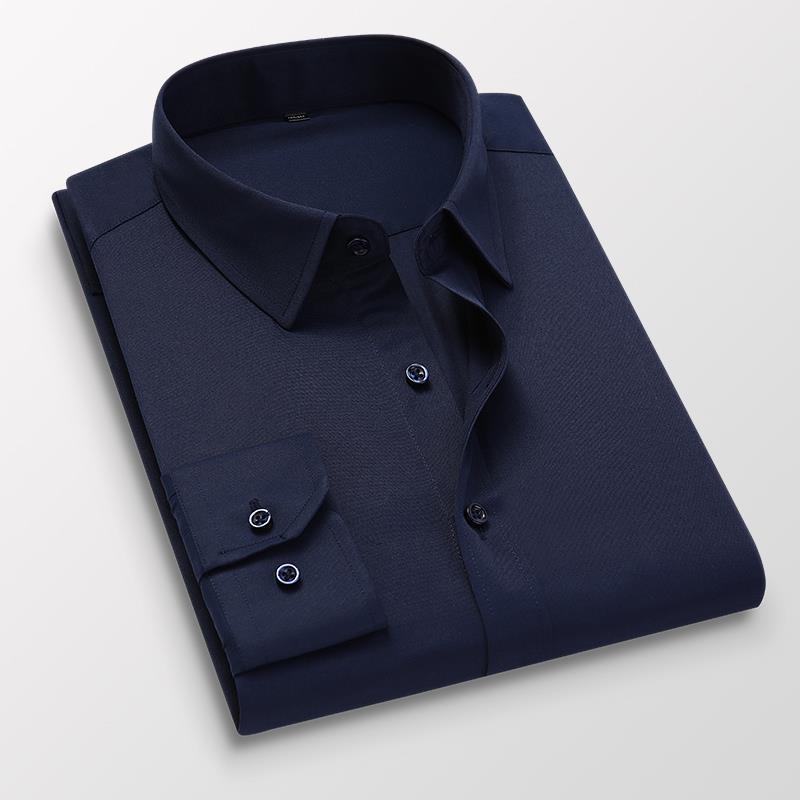 Men's Non-Iron Shirt Plus Size Breathable Business Casual Korean Style Slim Fit Shirt Professional Wear White Long Sleeve Shirt