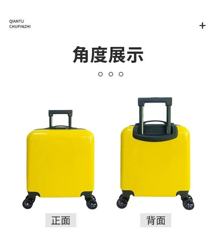 New181-inch Biscuit Children's Trolley Case Elementary School Student Luggage with Printed Words logo Cute male and female baby suitcase