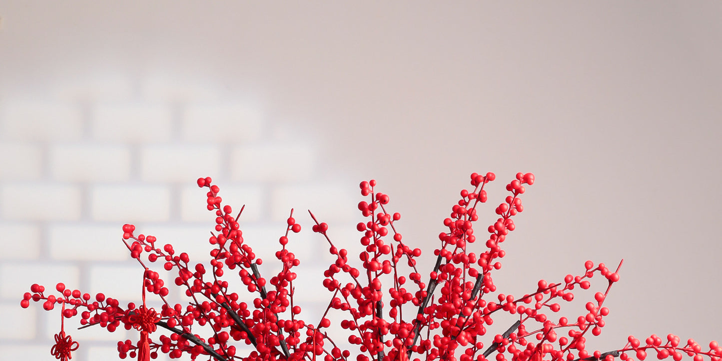 Wholesale Housewarming Gift Winter Green Red Fruit Artificial Flower Bouquet Decoration Ornament New Home Move-in Joy One Piece Dropshipping