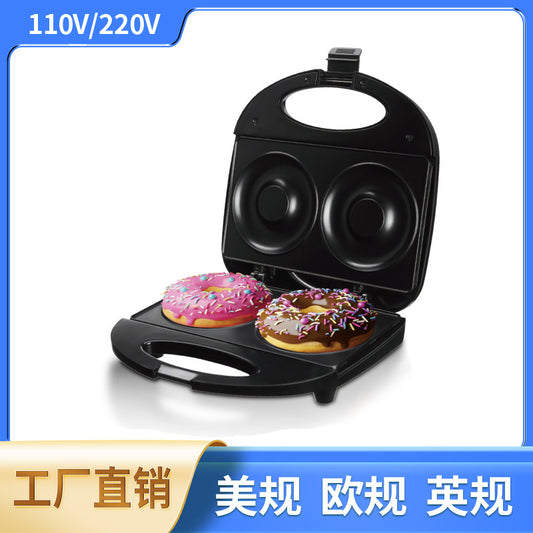 European and British Standard Cross-Border Household Breakfast Donut Maker Fully Automatic Large Size10cm Double-sided dual heating