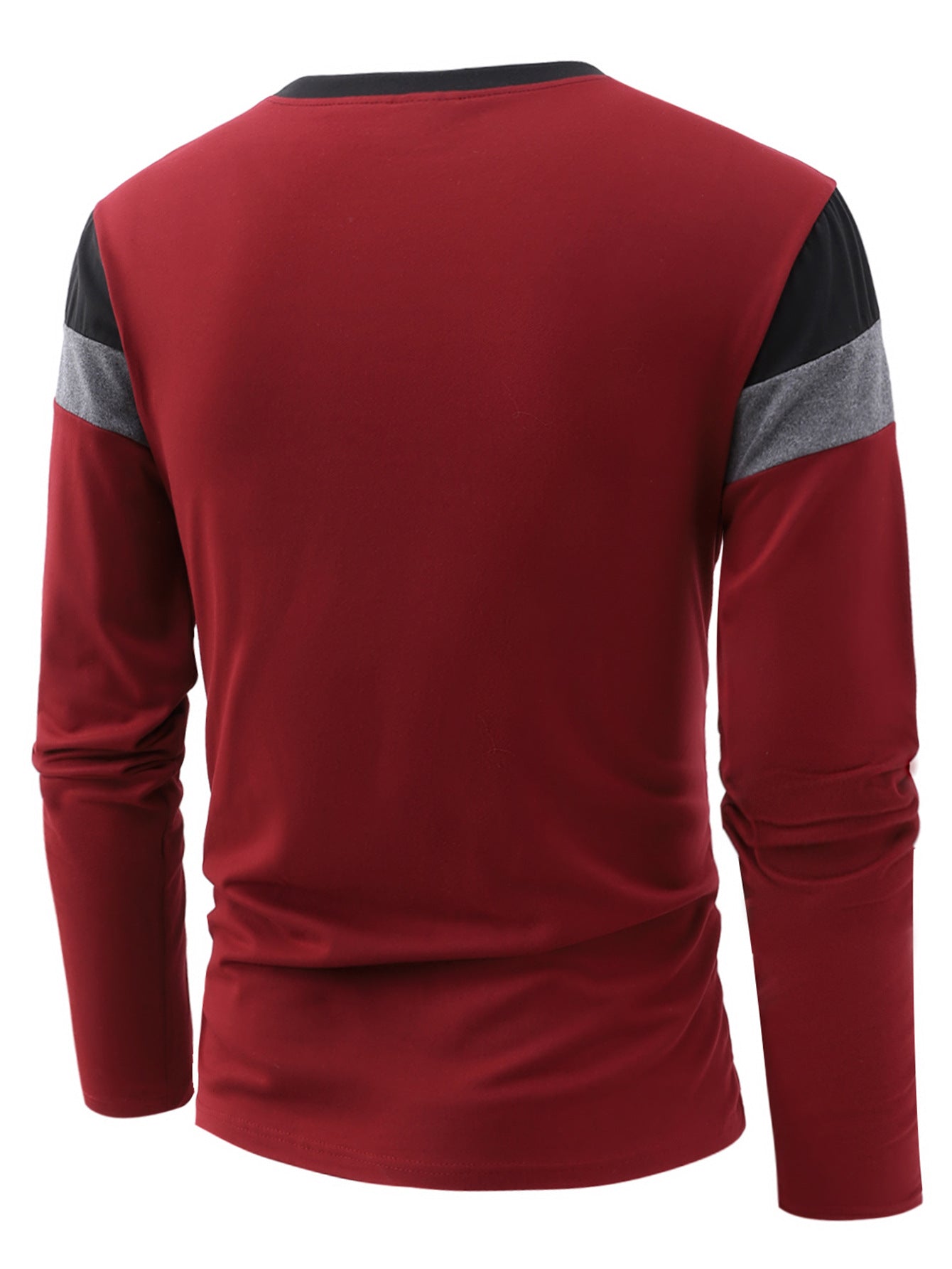 Cross-Border Trade Plus Size Autumn Winter Men's Crew Neck Long Sleeve Color Block Base Shirt Pullover Thin Long Sleeve T Men's T-shirt