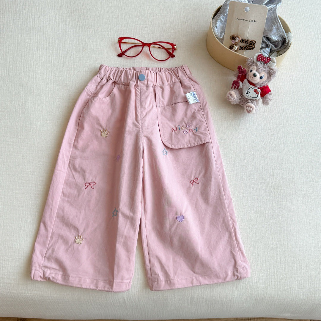 Sweet Little Girl Pants Autumn New Fashionable Children's Casual Pants Outdoor Long Pants Baby Versatile Straight Pants Autumn