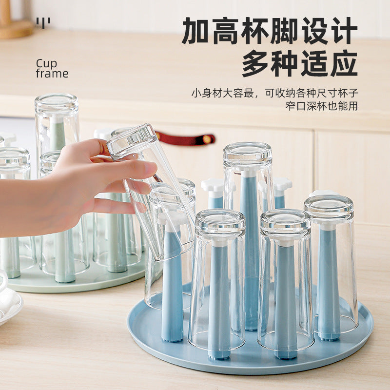 Home Cup Holder Tea Set Wooden Inverted Draining Cup Rack Dustproof Tea Cup Glass Cup Creative Storage Organizer