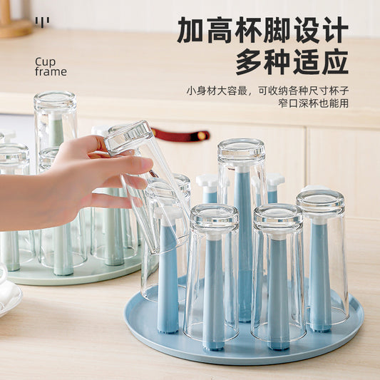 Home Cup Holder Tea Set Wooden Inverted Draining Cup Rack Dustproof Tea Cup Glass Cup Creative Storage Organizer