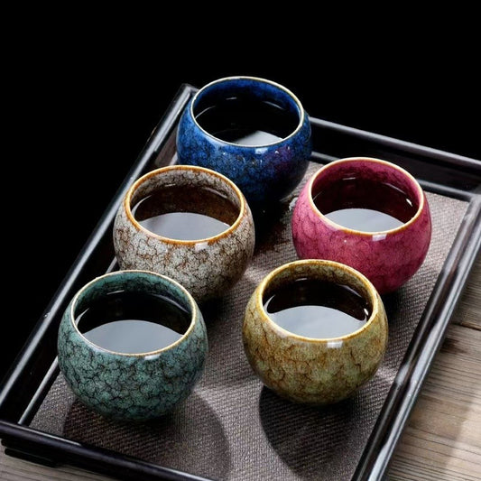 Kiln Change Five Elements Cup Kung Fu Tea Cup Large Capacity Exclusive Master Cup Tasting Cup Tea Bowl High-end Commemorative Tea Cup Gift Box
