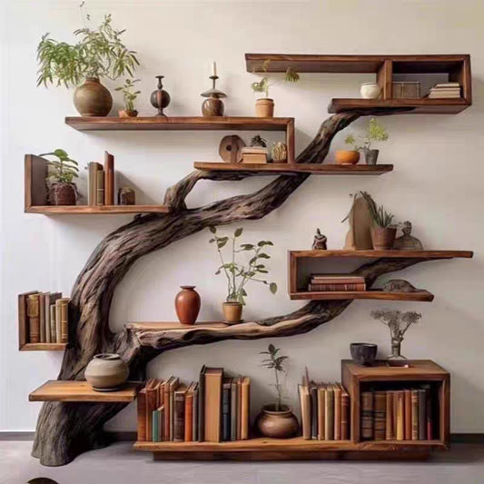 Wabi-Sabi Style Camphor Wood Solid Wood Display Cabinet Tea Storage Cabinet Natural Wood Multi-Functional Storage Rack