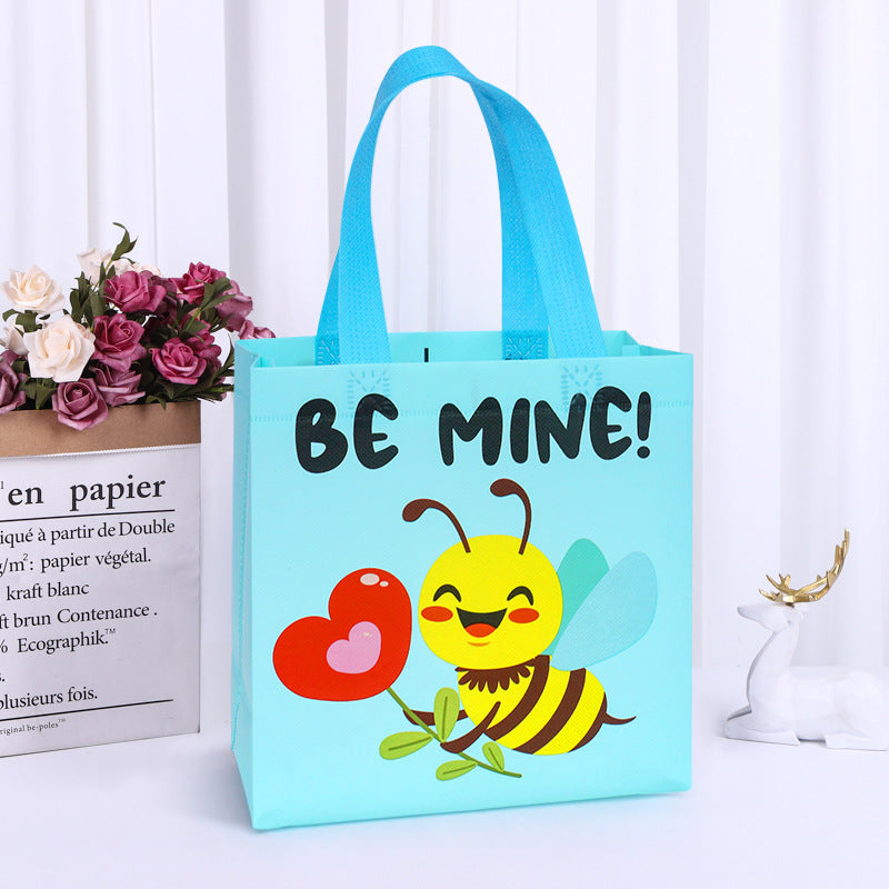 Valentine's Day Gift Bag Advertising Shopping Bag Laminated Waterproof Handbag Color Printing LOGO Versatile Wholesale Non-Woven Bags