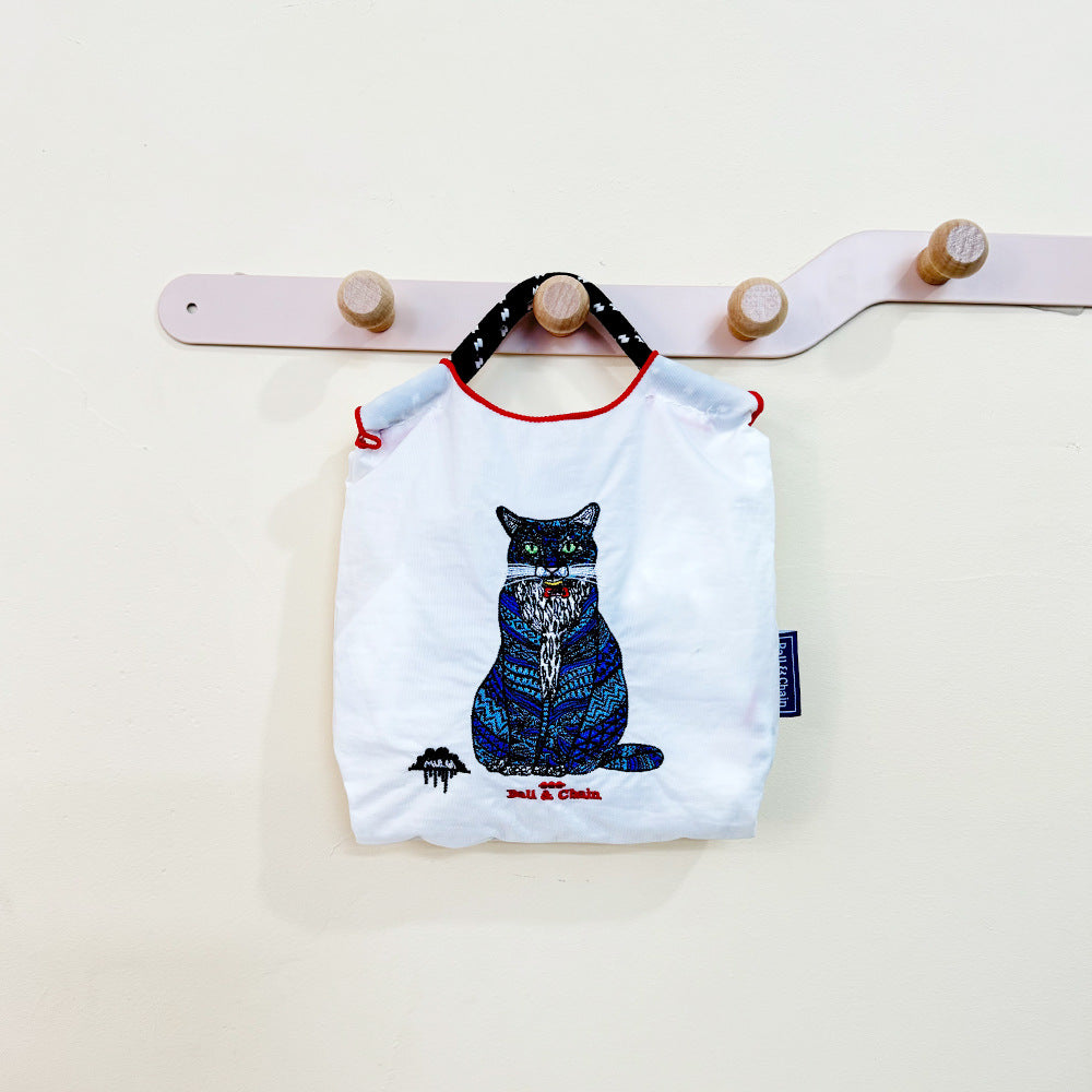 Japanese Style BallChain Same Style Eco-Friendly Embroidered Shopping Bag Nylon Fabric Floral Handheld Niche Fashion Shopping Bag
