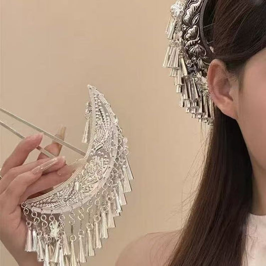 Guizhou Miao Silver Hair Accessories Southwest Ethnic Minority Dong Step Shake Hairpin Hair Accessories Hairpin Costume Accessories for Women