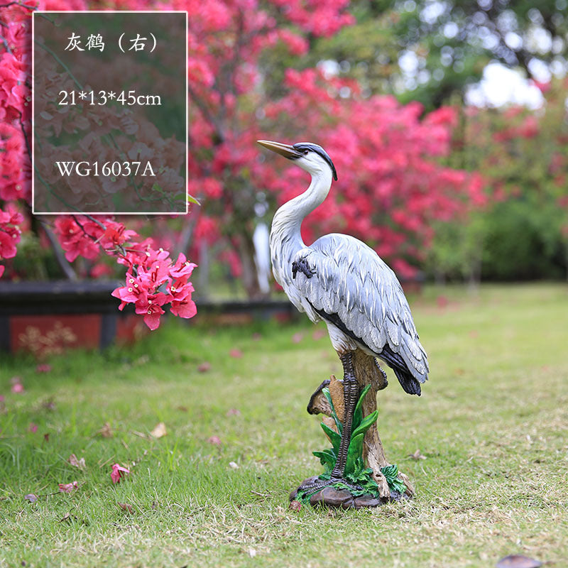 Outdoor Garden Imitation White Egret Fiberglass Ornament Home Courtyard Pool Rockery Resin Sculpture Floor Decoration