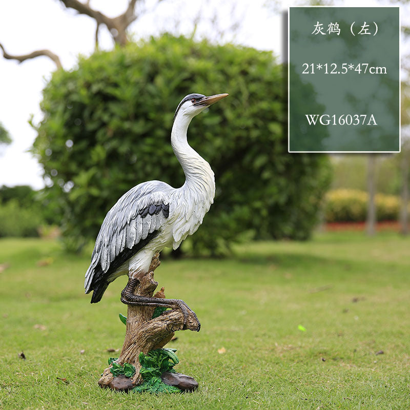 Outdoor Garden Imitation White Egret Fiberglass Ornament Home Courtyard Pool Rockery Resin Sculpture Floor Decoration