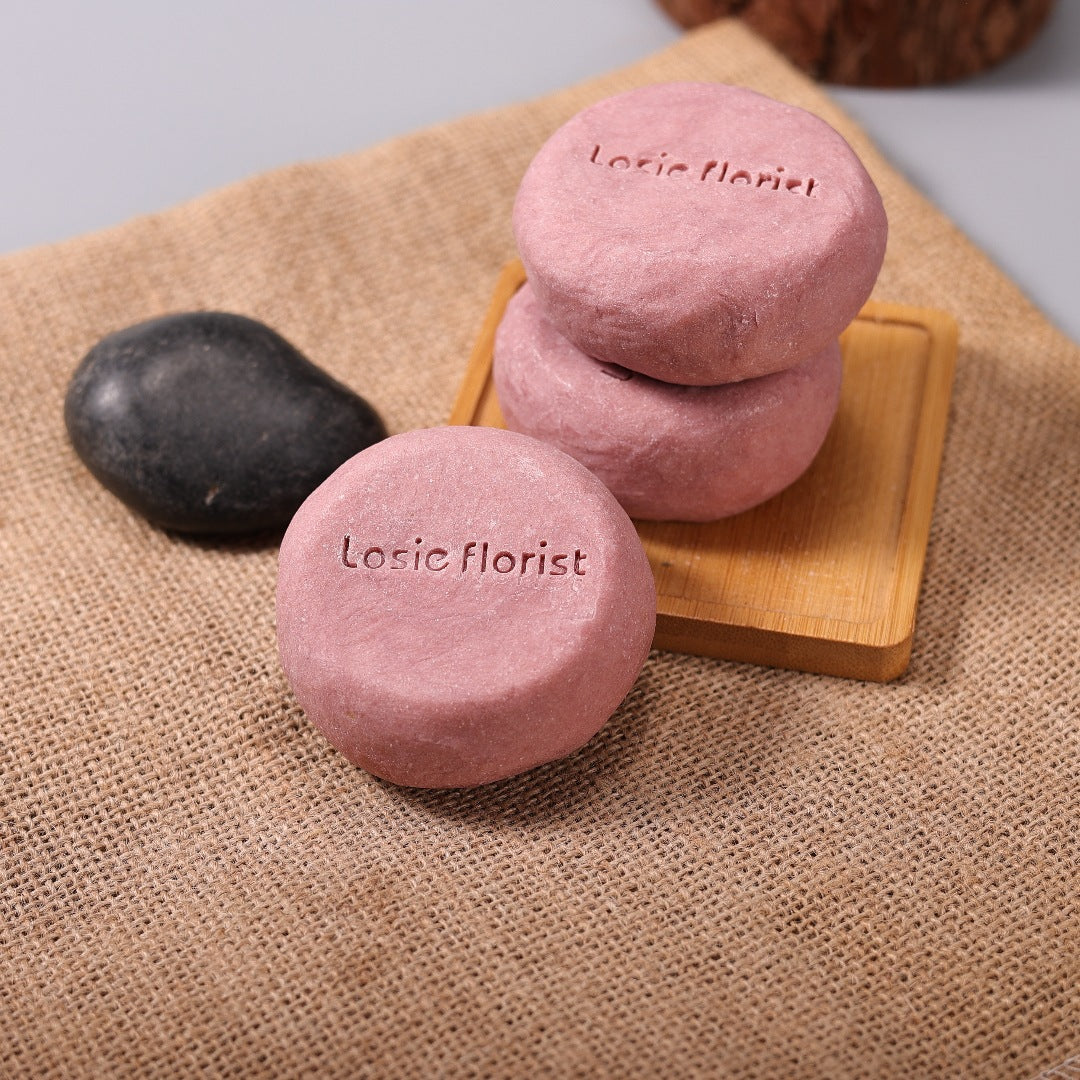 Roselle Flower Tangerine Peel Rosewood Handmade Grinding Soap Cold Process Handmade Soap Round Soap Facial Cleansing Bath Essential Oil