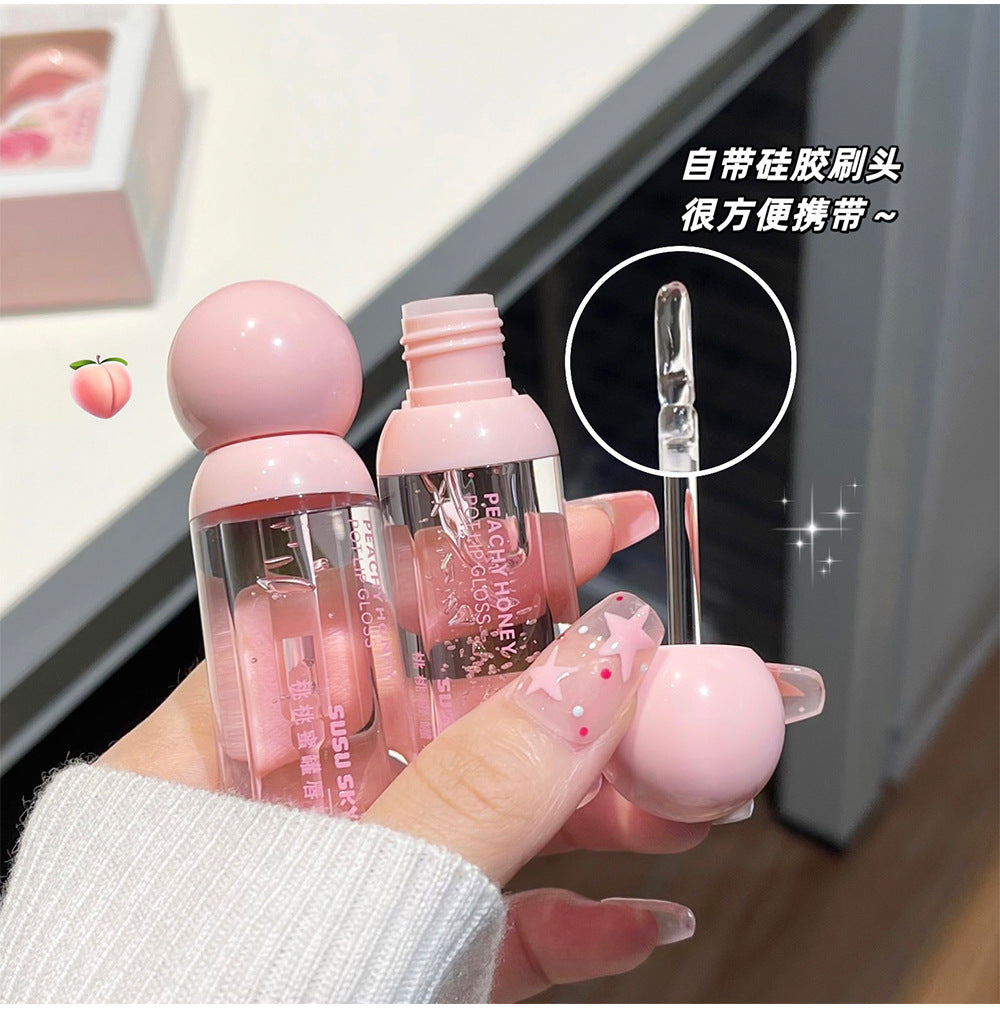 SUSU SKY Peach Honey Pot Lip Makeup Set Moisturizing Hydrating Autumn Winter Anti-Chap Exfoliating Nourishing Repair