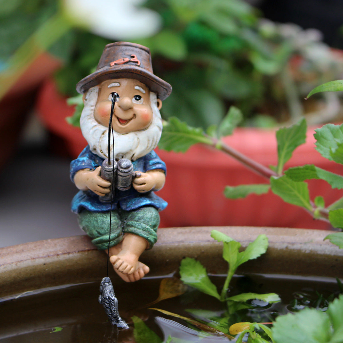 Cross-Border Resin Fishing Dwarf Figurine Garden Rockery Pond Landscape Decoration Accessories Creative Outdoor Courtyard Decor