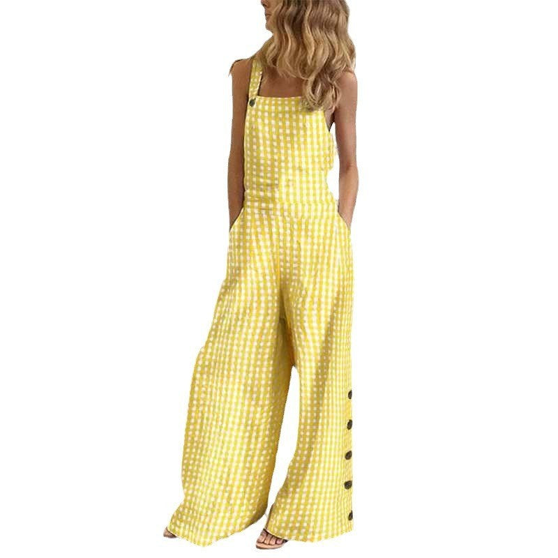 Independent Station European and American2025New Amazon Four-Color Polka Dot Wide-Leg Pants Long Pants Digital Print Backless Jumpsuit