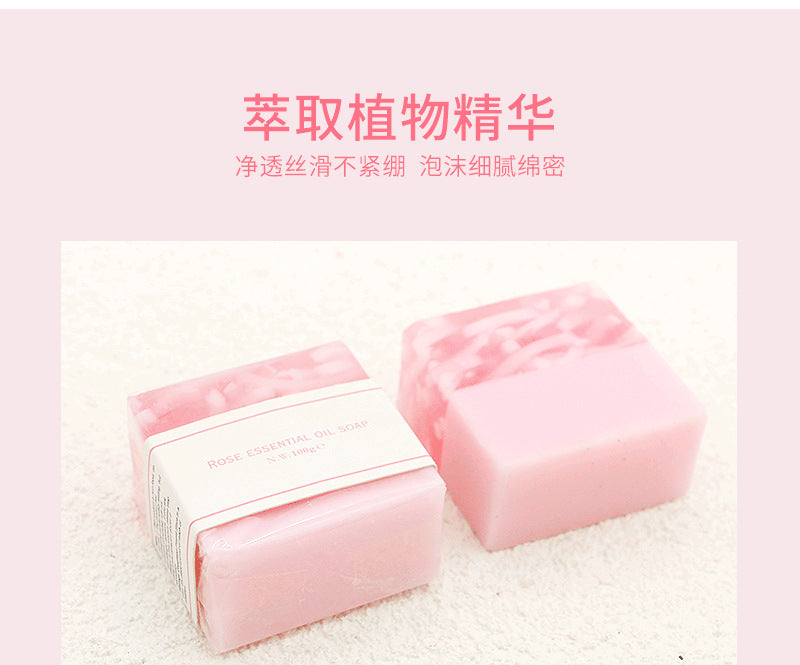 Skin Rejuvenation Plant-Based Handmade Soap Wholesale Rose Soap Refreshing Fragrance Bath Soap Face Wash Makeup Removal Body Use Handmade Soap