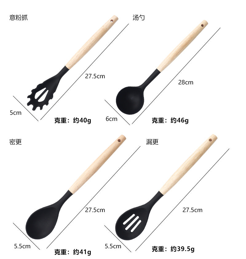 Silicone Spatula Soup Spoon19Set of Non-Stick Pans Silicone Spatula Household Food-Grade Silicone Kitchen Utensils Knife Set Wholesale