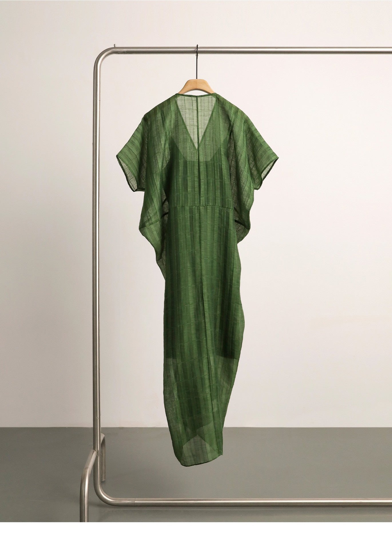 Spot Goods Gracefully Entering_Tencel Linen Blend Three-Dimensional Ribbed Texture Cocoon Design Dress2024Skirt