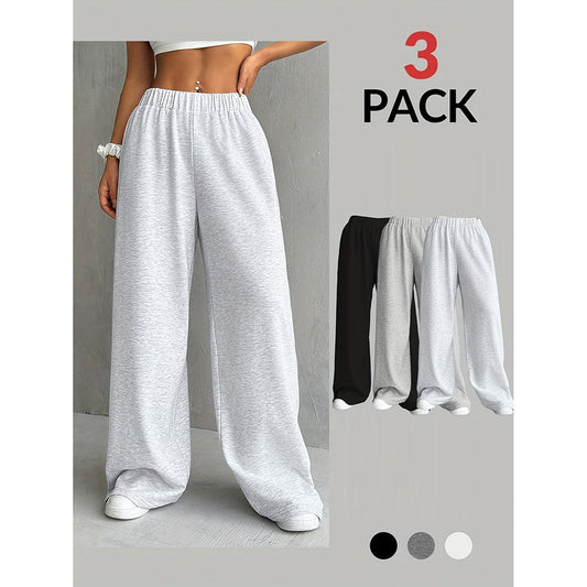 European and American Hip-Hop Cross-Border Straight-Leg Casual Pants for Women2025Summer New Loose Solid Color Wide-Leg Trendy Versatile Long Pants