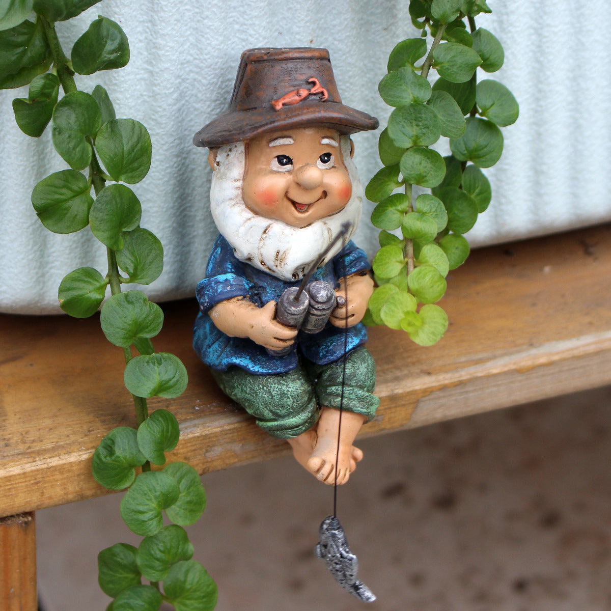 Cross-Border Resin Fishing Dwarf Figurine Garden Rockery Pond Landscape Decoration Accessories Creative Outdoor Courtyard Decor