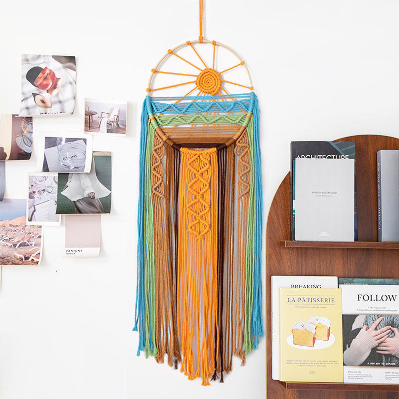 Cross-Border Hot-Selling European Style Artificial Woven Cotton Rope Tapestry Tassel Home Wall Hanging Decoration Soft Furnishing Collection Wholesale
