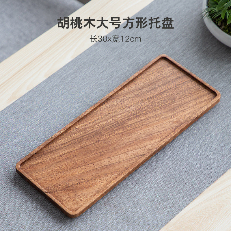 Walnut Tea Tray Minimalist Dry Tea Tray Cup Storage Tray Chinese Style Candy Dessert Fruit Tray Tea Room Tea House Wholesale