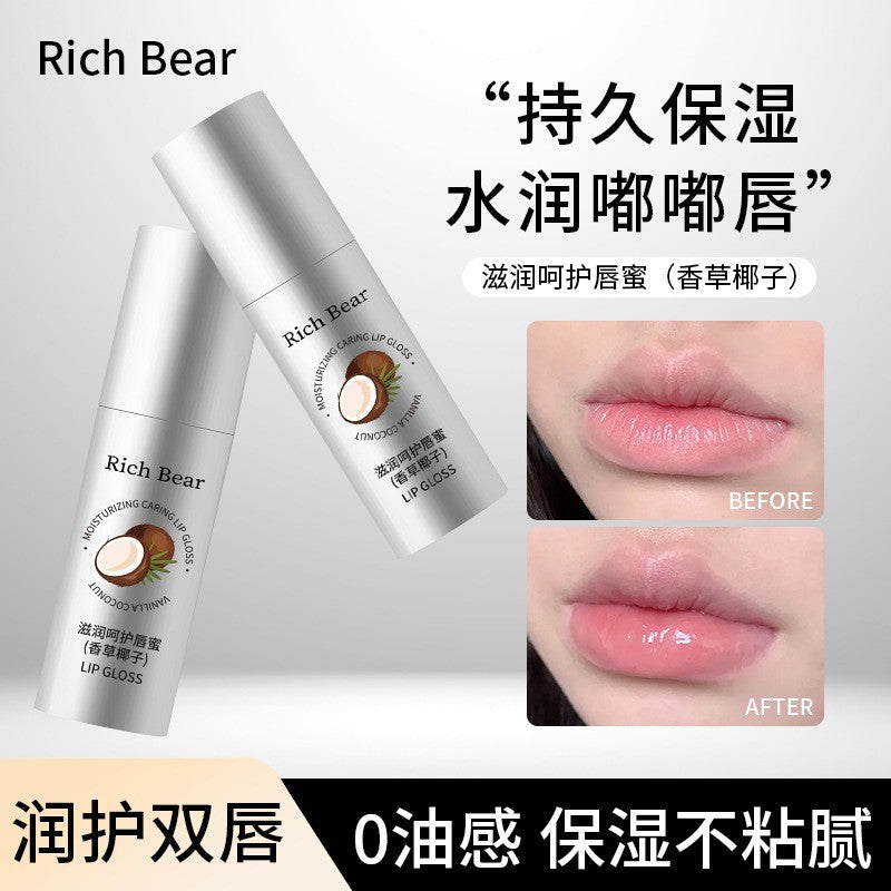 RichBear Moisturizing Fig Coconut Lip Gloss Hydrating Mirror Gloss Moisturizing Lip Balm Care Hydrating Essence Oil
