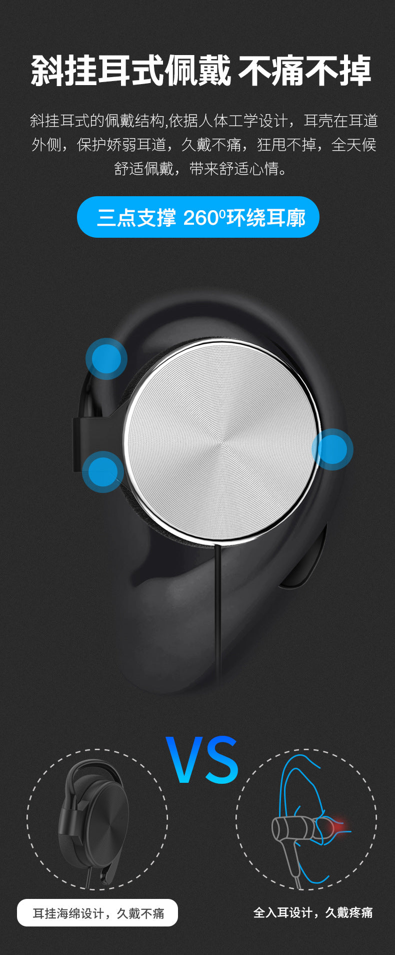 Factory Direct Sale Over-Ear Headphones Wired Sports Music Control with Microphone Universal for Computer and Mobile Phone