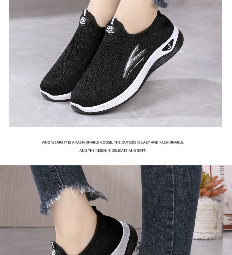 Old Beijing Cloth Shoes for Men, Slip-On Woven Surface Walking Shoes, Elderly Shoes, Non-Slip Soft Sole Casual Sports Shoes