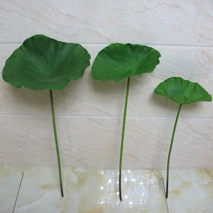PU Lotus Leaf with Stem Artificial Lotus Leaf Lotus Bud Lotus Pod Chinese Countryside Style Buddhist Hall Decorative Flower Directly from Manufacturer