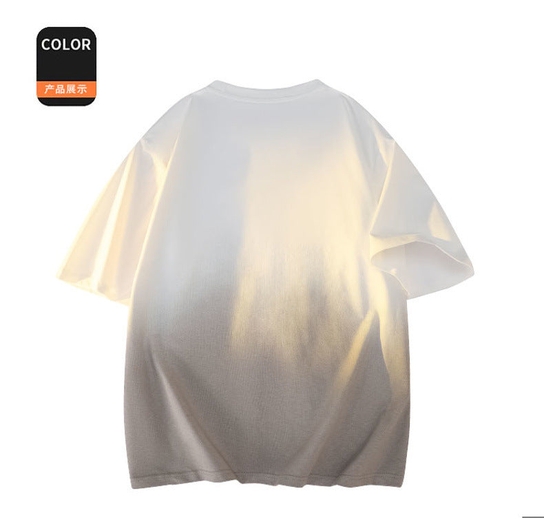 Modal Cotton Short Sleeve T Men's Summer New Gradient Color Loose Round Neck Shirt t Trendy Versatile Fashionable Shirt