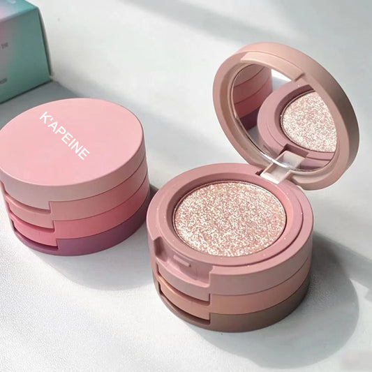 Capel Macaron Three-Layer Sandwich Eyeshadow Pearlescent Matte Flash Contour Earth Color with Mirror Nose Side Shadow