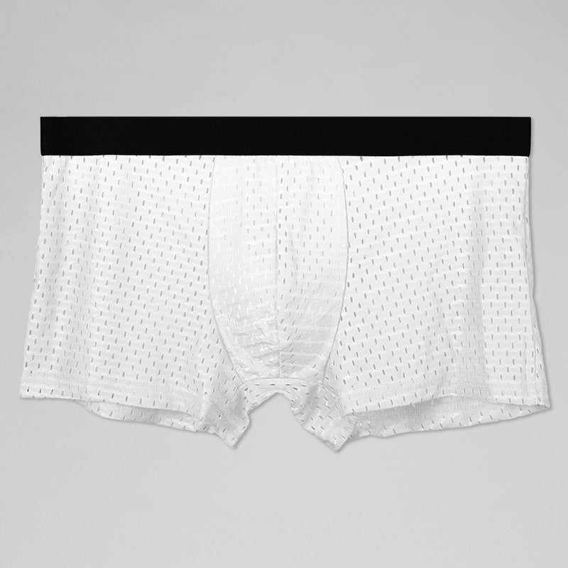 Men's Underwear Ice Silk Mesh Breathable Boxer Briefs Cool Summer Thin Comfortable Four-Corner Underpants http://detail.1688.com/offer/677752721536.html