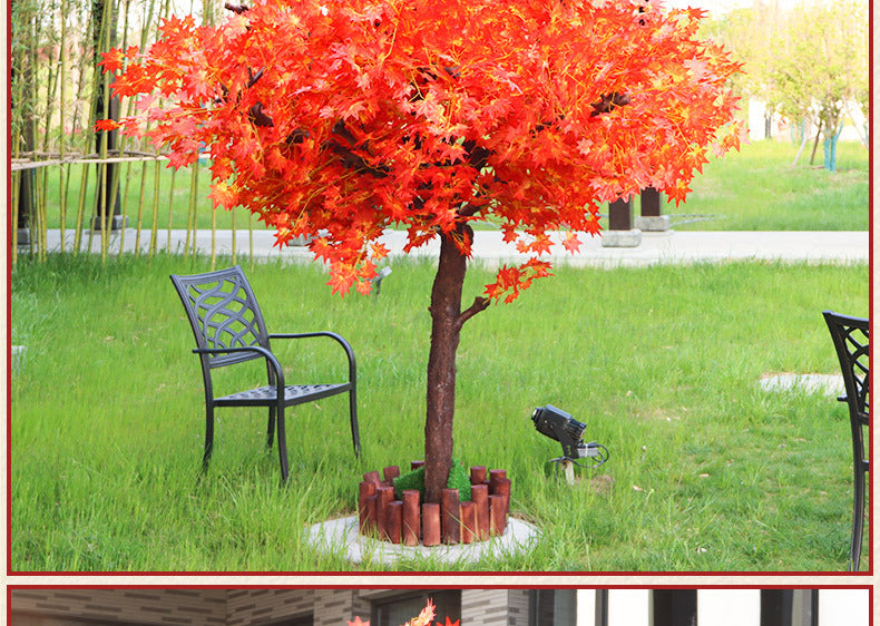 Artificial Red Maple Tree Maple Leaf Tree Indoor and Outdoor Decoration Maple Leaf Fake Tree Square Exhibition Hall Park Hotel Scene Layout Tree