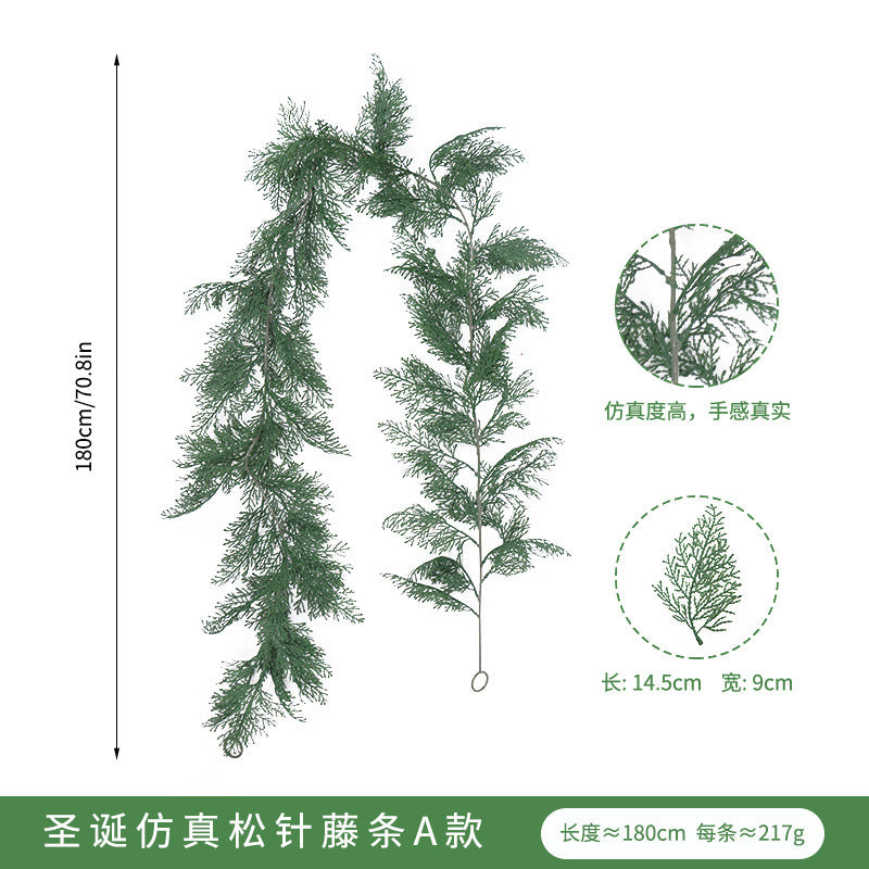 Artificial Pine and Cypress Wreath PE Encrypted Christmas Vine Artificial Christmas Tree Vine Leaves Pine Needles Door Hanging Christmas Decorations