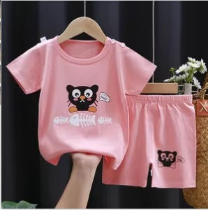 Children's Summer Short Sleeve Set a Cotton-like Boys' and Girls' Clothing t T-shirt Baby Summer Clothing2025Children's Clothing