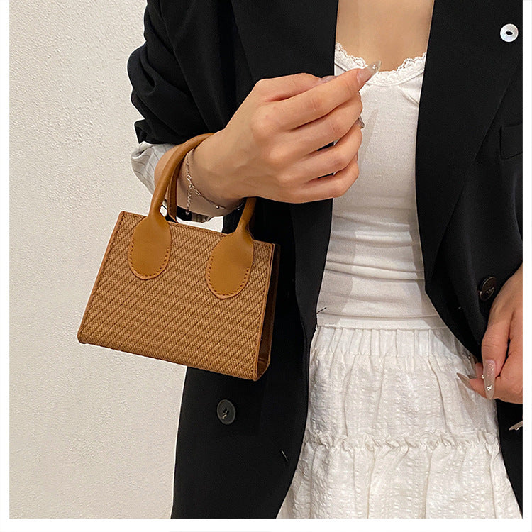 Korean Style Simple Crossbody Personality Small Square Bag2024Summer new style casual stylish single-shoulder bag corduroy handbag