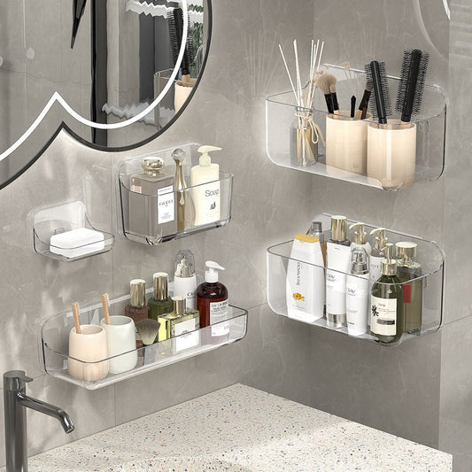 Bathroom Suction Cup Storage Rack Wall-Mounted Draining Rack No-Drill Hanging Rack Toilet Wall Soap Storage
