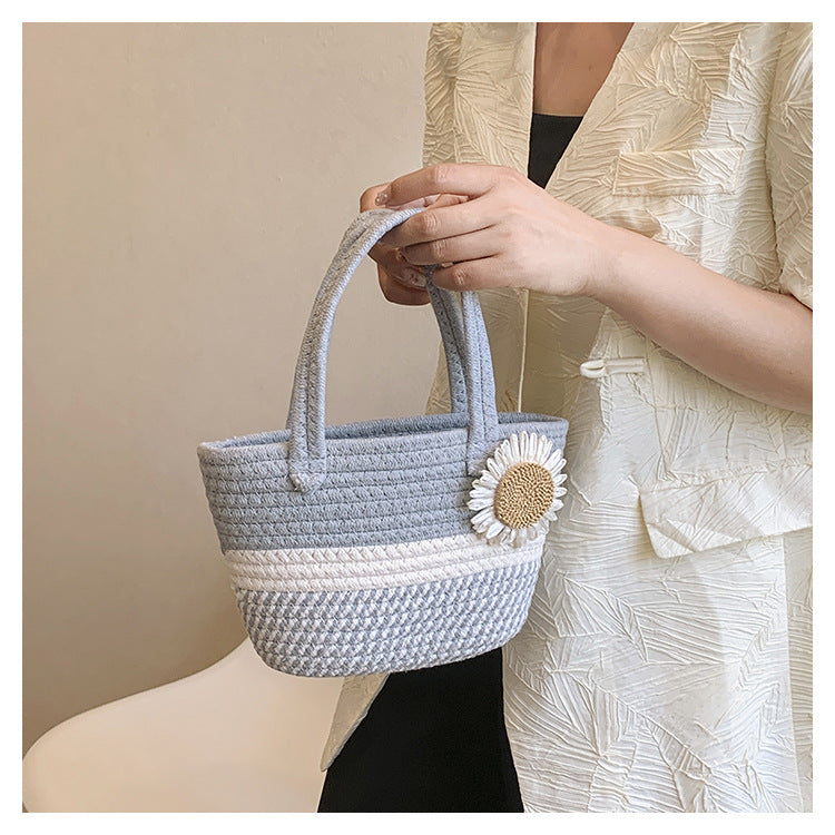 Hand-Woven Bag Women2025New Ethnic Style Straw Bag Forest Style Beach Large Capacity Basket Bag