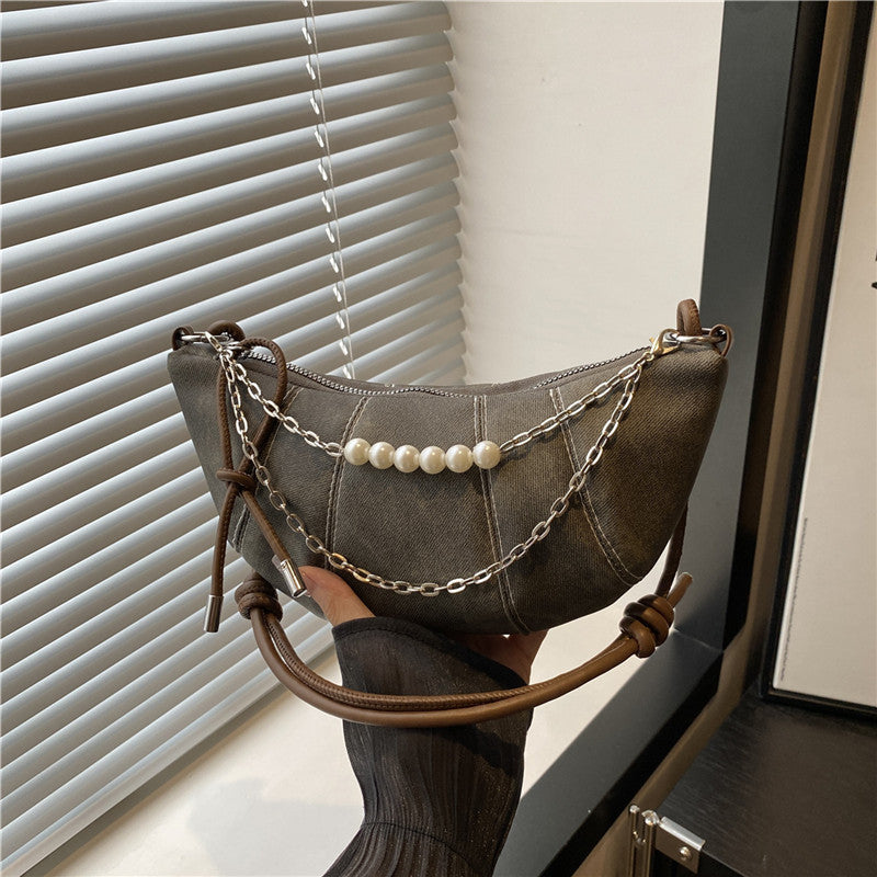 French Niche Ox Horn Bag for Women Shoulder Bag2025New Fashion Dumpling Bag Versatile Simple Crossbody Bag Export