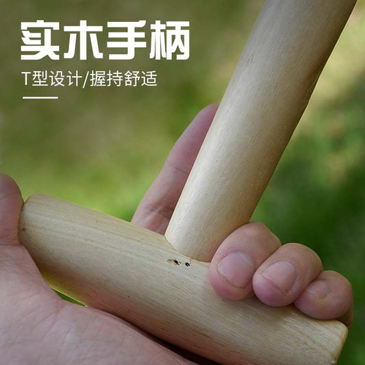 Gardening Hole Puncher T Type Fertilizer Vegetable Seeds Seedling Transplanting Planting Tool Wooden Handle Garden Fertilizer Punching Seeding Tool