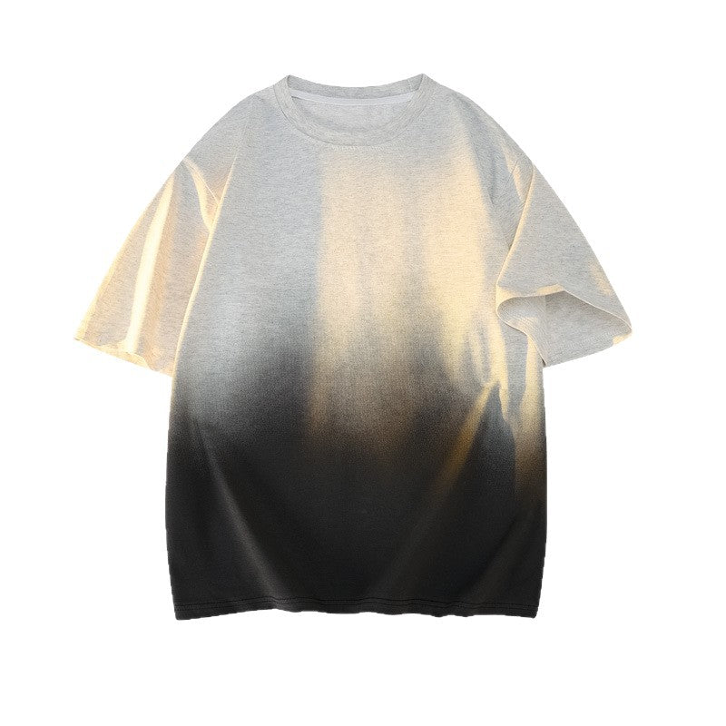Modal Cotton Short Sleeve T Men's Summer New Gradient Color Loose Round Neck Shirt t Trendy Versatile Fashionable Shirt
