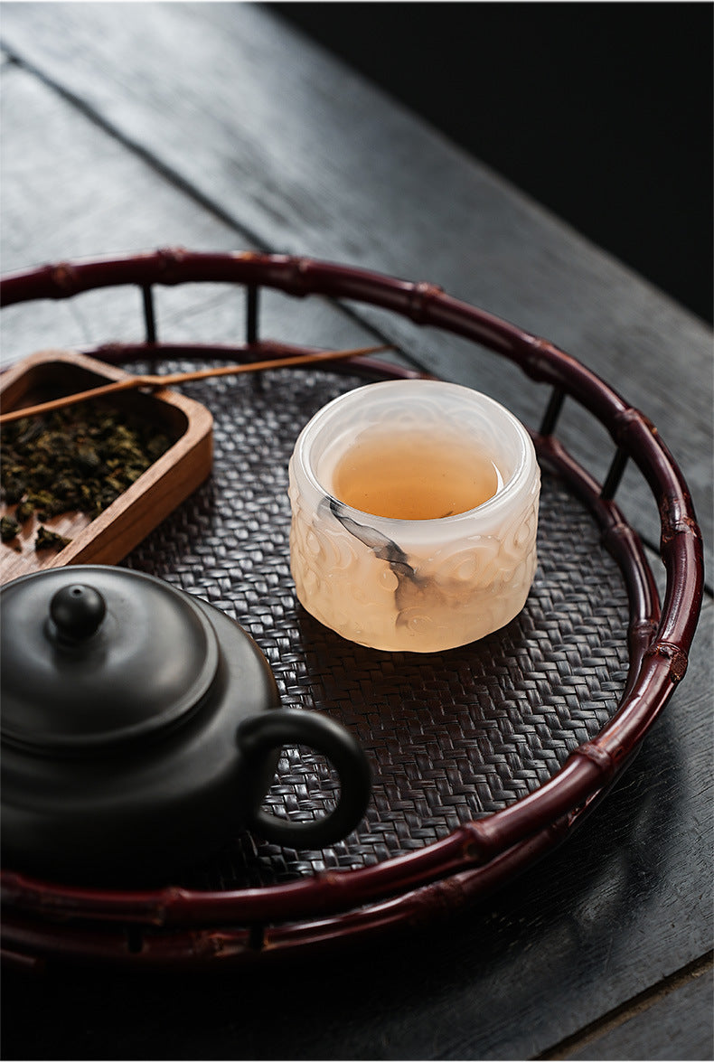 2024New High-End Glazed Cloud Pattern Tea Cup Set Single Master Cup Kung Fu Tea Cup Business Gift for Gifting