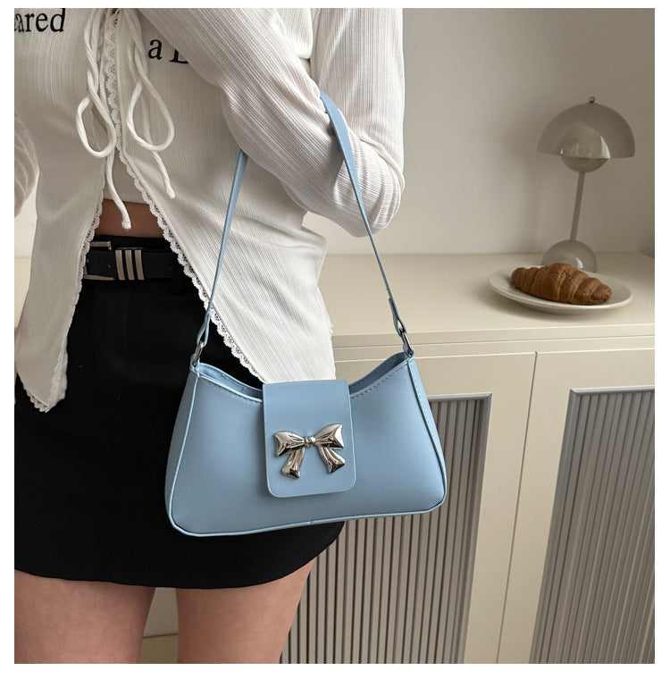 Korean Style Versatile Bag for Women2025Spring New Trendy Fashionable Single Shoulder Bag with Bowknot ins Underarm bag