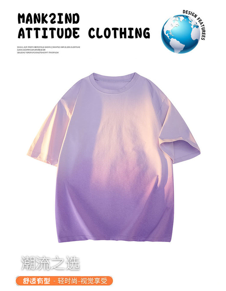 Modal Cotton Short Sleeve T Men's Summer New Gradient Color Loose Round Neck Shirt t Trendy Versatile Fashionable Shirt